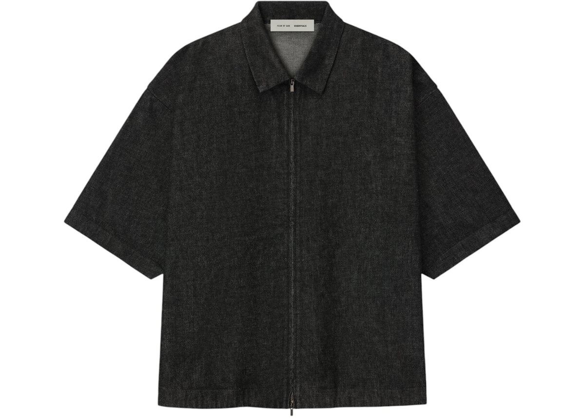 Fear of God Essentials Denim Full Zip Work Shirt Vintage Black - vue secondaire A