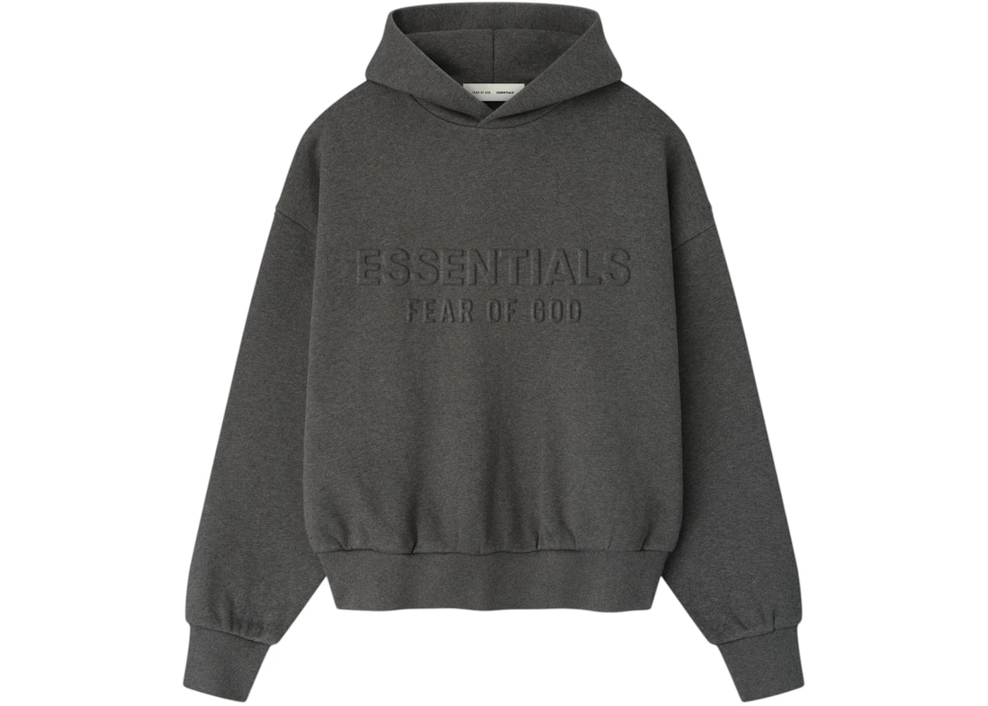 Fear of God Essentials Embossed Essentials Classic Hoodie Charcoal Heather - vue secondaire A