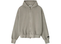 Fear of God Essentials Embroidered Classic Full Zip Hoodie Smoke Grey