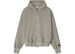 Fear of God Essentials Embroidered Classic Full Zip Hoodie Smoke Grey - authentic Fear of God apparel