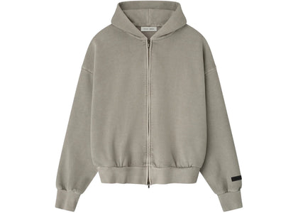 Fear of God Essentials Embroidered Classic Full Zip Hoodie Smoke Grey - apparel view 2