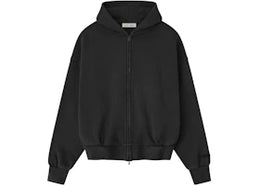 Fear of God Essentials Embroidered Classic Full Zip Hoodie Vintage Black - authentic Fear of God apparel