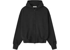 Fear of God Essentials Embroidered Classic Full Zip Hoodie Vintage Black
