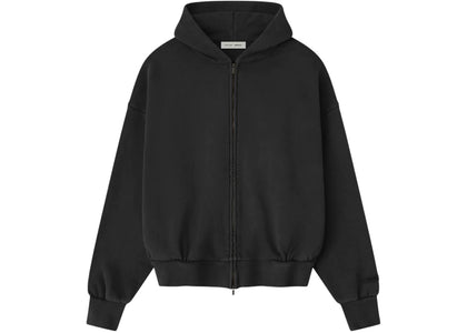 Fear of God Essentials Embroidered Classic Full Zip Hoodie Vintage Black - apparel view 2