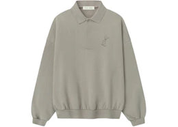 Fear of God Essentials Embroidered Classic Polo Sweatshirt Smoke Grey - authentic Fear of God apparel