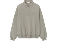 Fear of God Essentials Embroidered Classic Polo Sweatshirt Smoke Grey