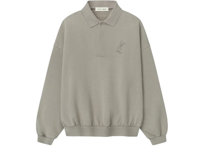 Fear of God Essentials Embroidered Classic Polo Sweatshirt Smoke Grey - apparel view 2