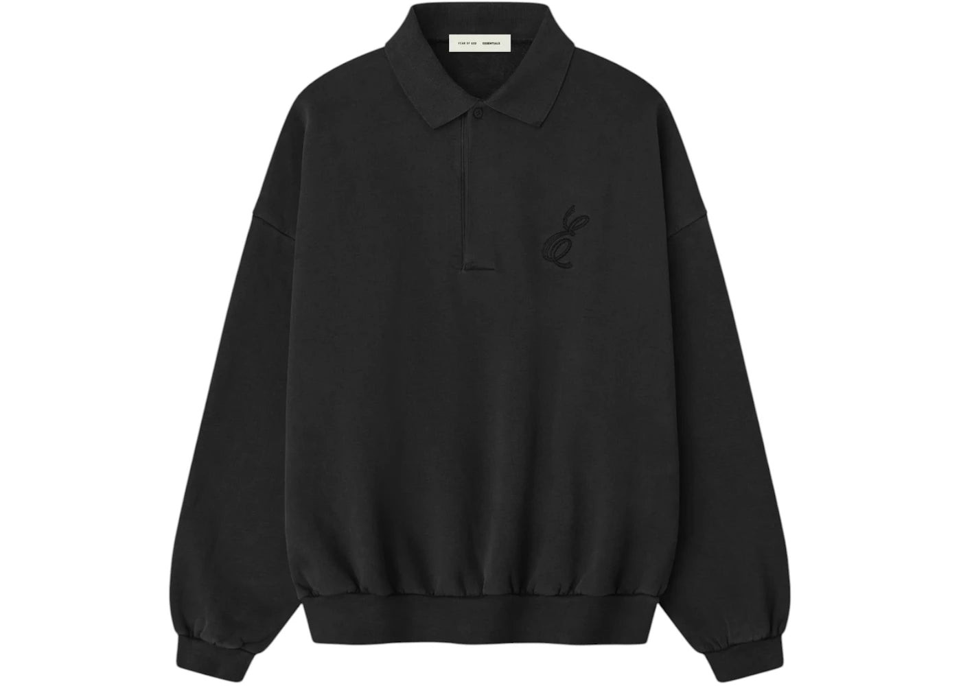 Fear of God Essentials Embroidered Classic Polo Sweatshirt Vintage Black - vue secondaire A