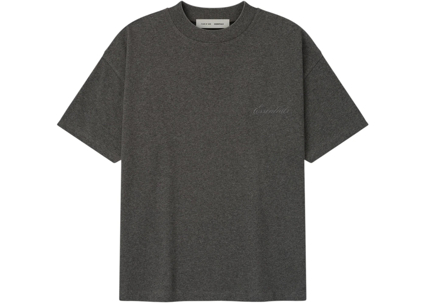 Fear of God Essentials Embroidered Classic Short Sleeve Tee Charcoal Heather - vue 360