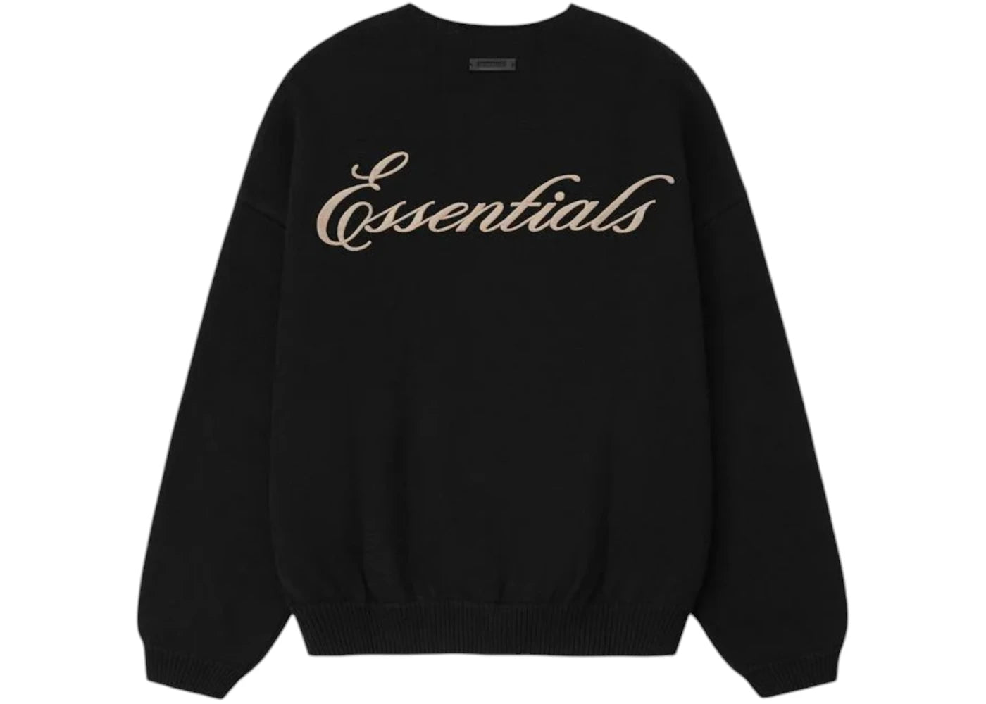 Fear of God Essentials Embroidered Waffle Crewneck Sweater Vintage Black - vue secondaire A