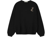 Fear of God Essentials Embroidered Waffle Crewneck Sweater Vintage Black