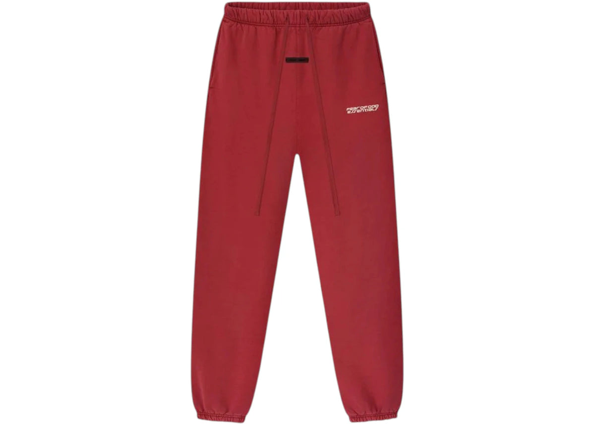 Fear of God Essentials Heavy Fleece Klassische Sweatpants Crimson - vue 360