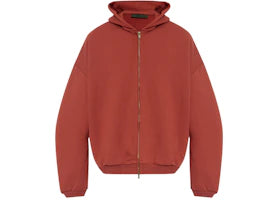 Fear of God Essentials Heavy Fleece Full Zip Hoodie Crimson - vue 360