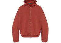 Fear of God Essentials Heavy Fleece Full Zip Hoodie Crimson