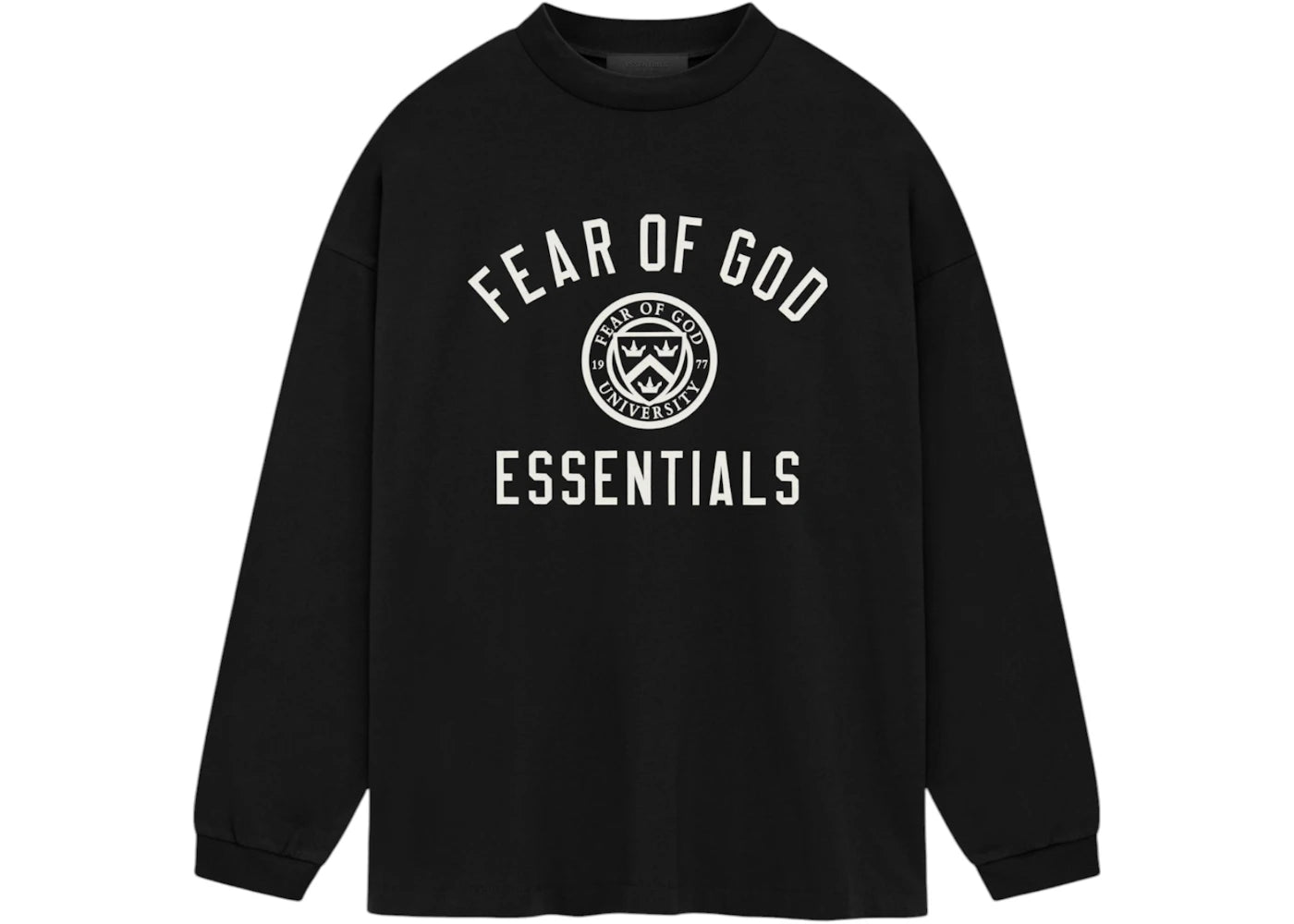 Fear of God Essentials Jersey Long Sleeve Tee (FW24) Black - vue 360