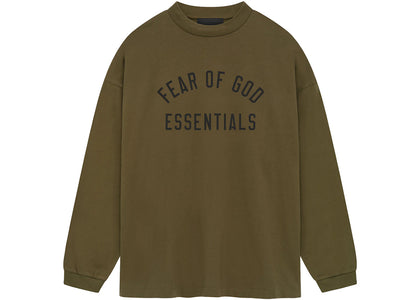 Fear of God Essentials Jersey Long Sleeve Tee Olive - apparel view 2