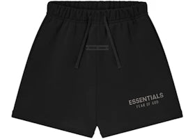 Fear of God Essentials Kids Classic Fleece Sweatshort Jet Black - vue 360