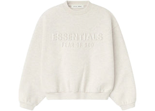 Fear of God Essentials Kids Embossed Classic Crewneck Sweatshirt Oatmeal Heather - apparel view 2