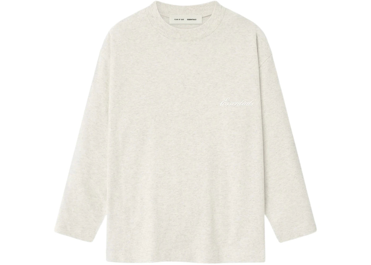 Fear of God Essentials Kids Embroidered Classic Long Sleeve Tee Oatmeal Heather - vue secondaire A
