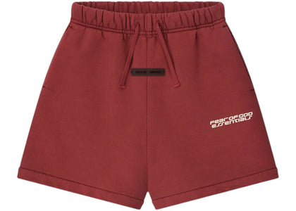 Fear of God Essentials Kids Heavy Fleece Classic Sweatshort Crimson - product view 2