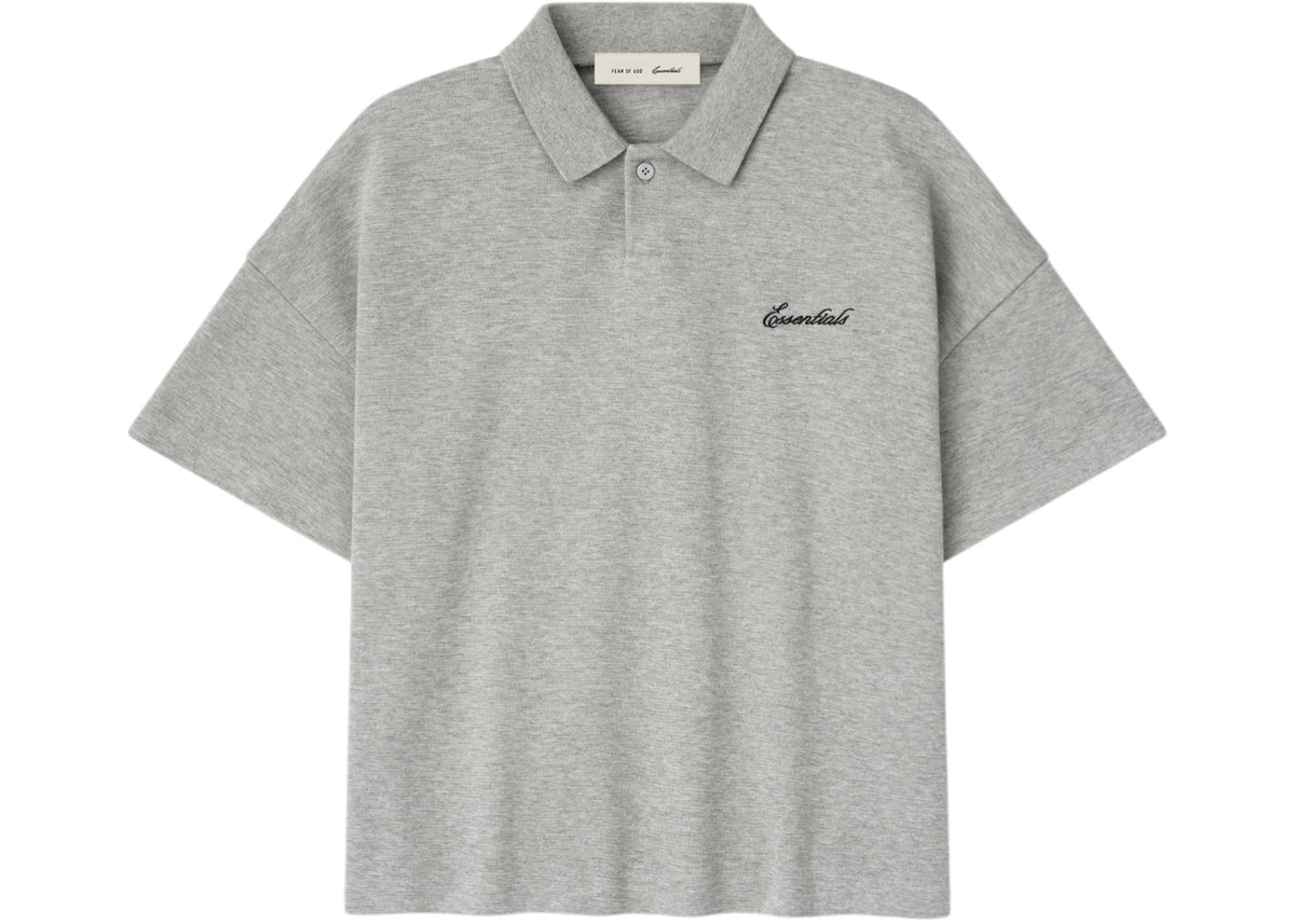 Fear of God Essentials Kids Pique Signature Classic Polo Concrete Heather - vue 360