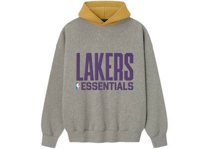 Fear of God Essentials Lakers Sport Hoodie Concrete Heather/Canyon - authentic Fear of God apparel