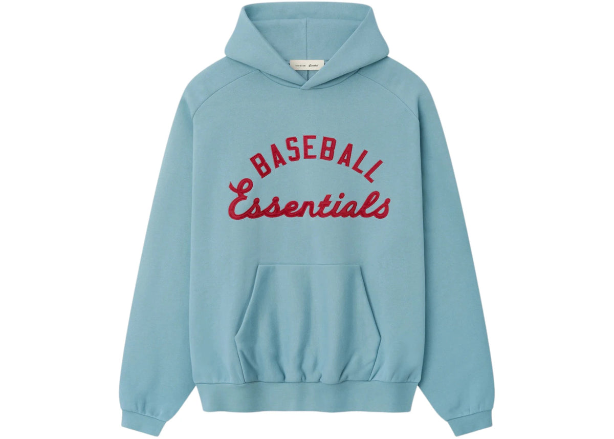 Fear of God Essentials MLB Raglan Sport Hoodie Stone Blue - vue 360