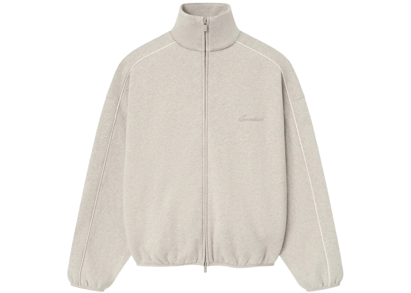 Fear of God Essentials Modern Fleece Piping Track Jacket Heather Stone/Cloud White - vue 360