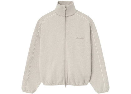Fear of God Essentials Modern Fleece Piping Track Jacket Heather Stone/Cloud White - authentic Fear of God apparel