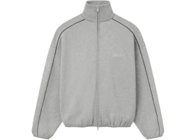 Fear of God Essentials Modern Piping Track Jacket Concrete Heather/Black - vue 360