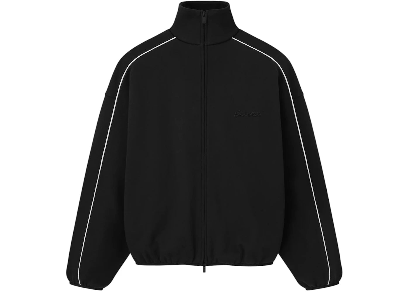 Fear of God Essentials Modern Piping Track Jacket Jet Black/Cloud White - vue 360
