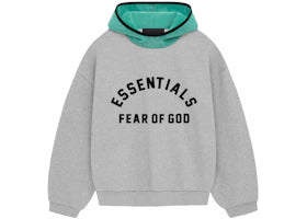 Fear of God Essentials Nylon Fleece Hoodie Light Heather Grey/Mint Leaf - vue 360