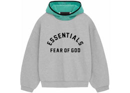 Fear of God Essentials Nylon Fleece Hoodie Light Heather Grey/Mint Leaf - authentic Fear of God apparel