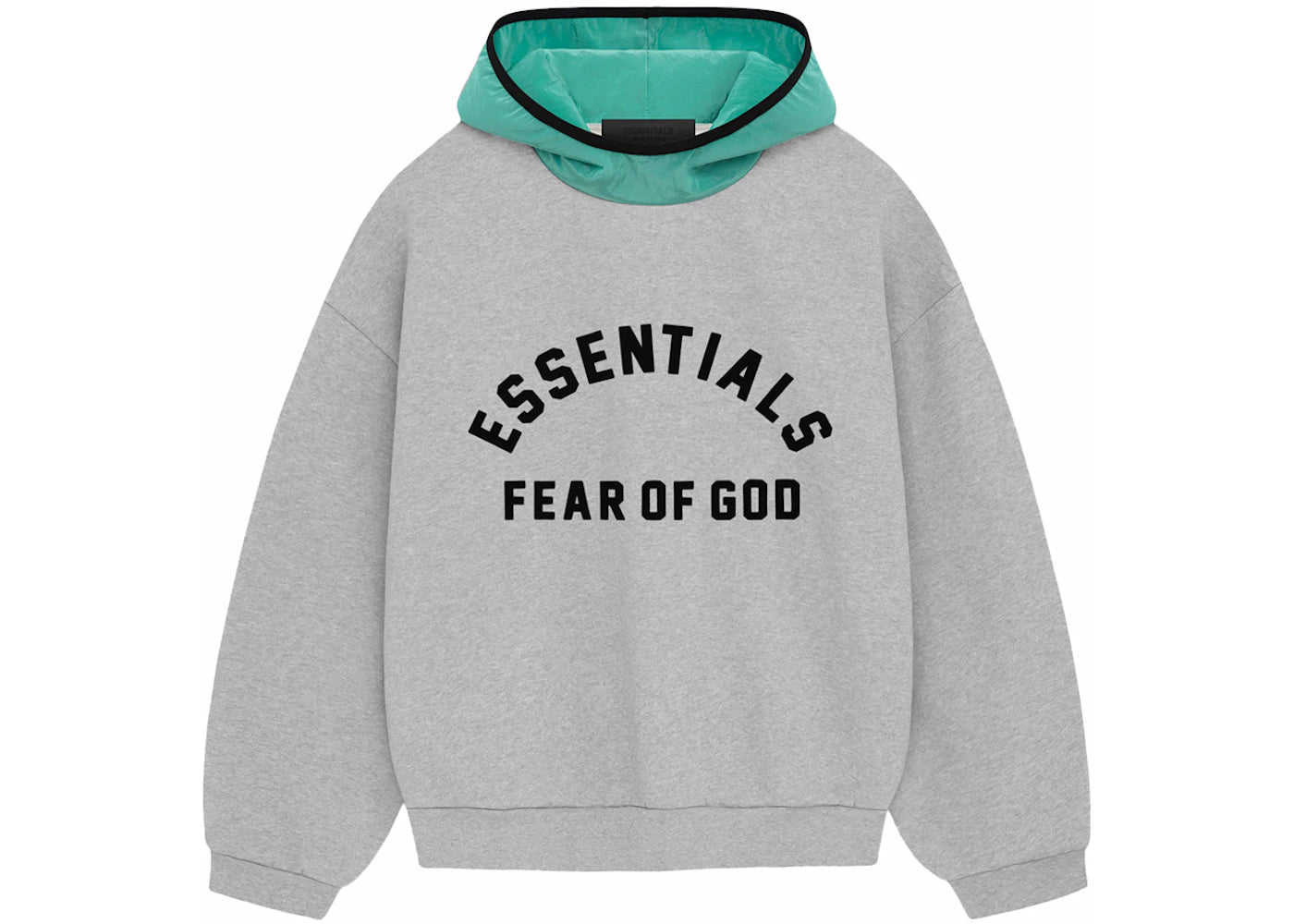 Fear of God Essentials Nylon Fleece Hoodie Light Heather Grey/Mint Leaf - vue secondaire A