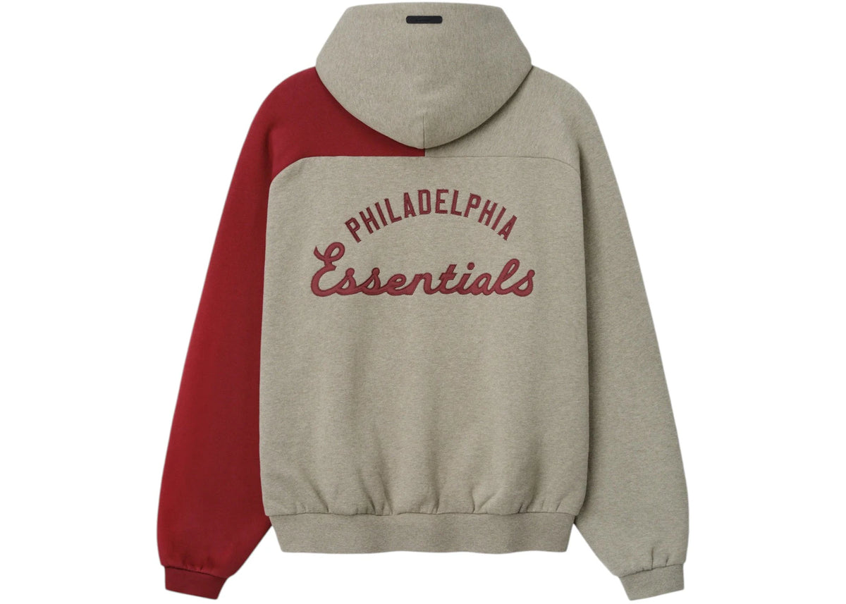 Fear of God Essentials Phillies Raglan Half Zip Sport Hoodie Seal Heather Cabernet - vue secondaire B