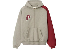Fear of God Essentials Phillies Raglan Half Zip Sport Hoodie Seal Heather Cabernet - vue 360