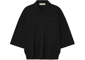 Fear of God Essentials Signature 3/4 Sleeve 90's Knit Polo Vintage Black - authentic Fear of God product