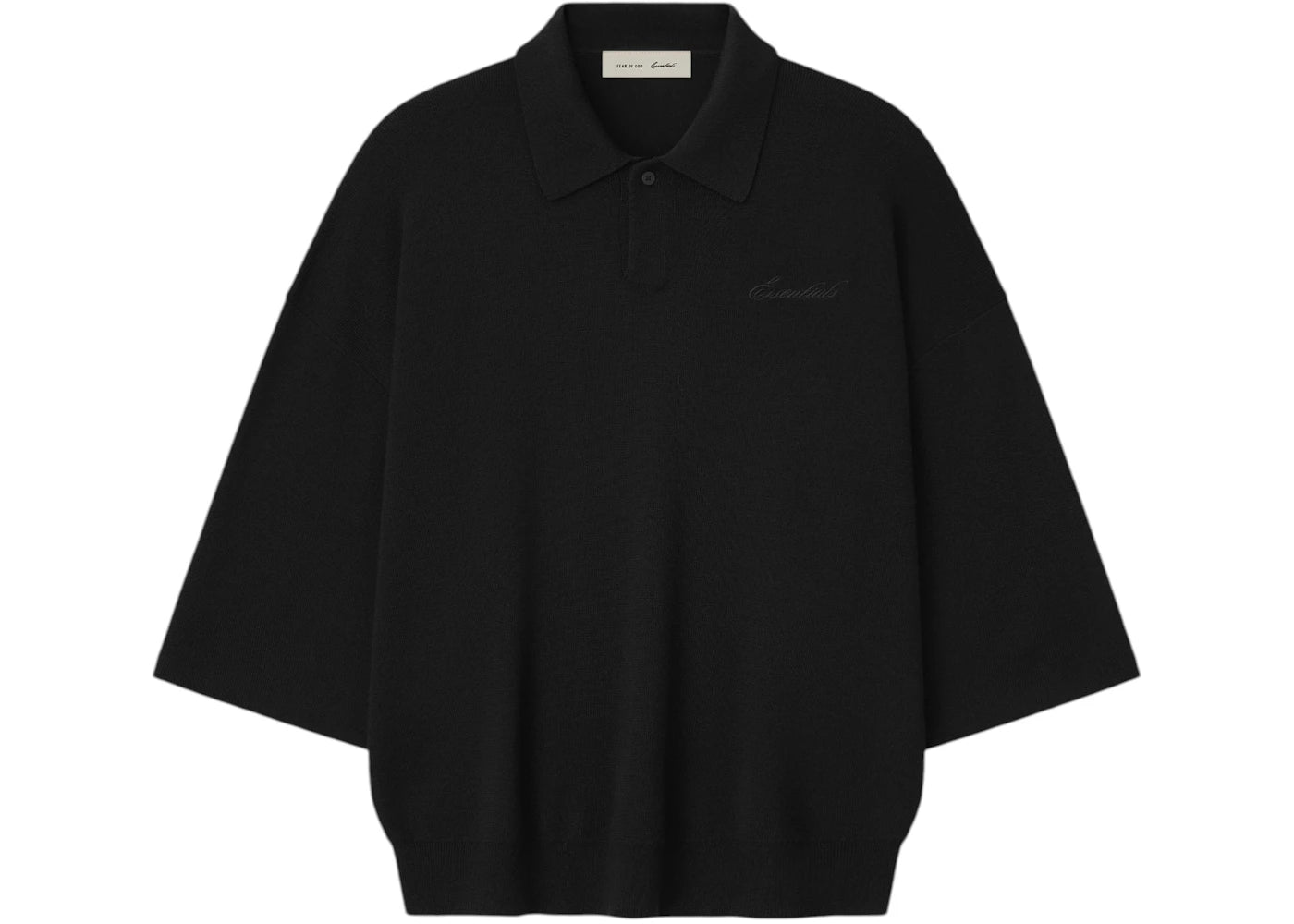 Fear of God Essentials Signature 3/4 Sleeve 90's Knit Polo Vintage Black - vue secondaire A