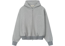 Fear of God Essentials Signature Classic Full Zip Hoodie Concrete Heather/Dark Concrete Heather - authentic Fear of God ap...