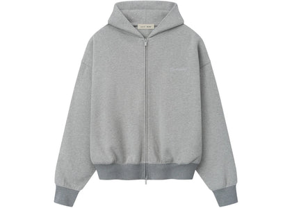 Fear of God Essentials Signature Classic Full Zip Hoodie Concrete Heather/Dark Concrete Heather - authentic Fear of God ap...