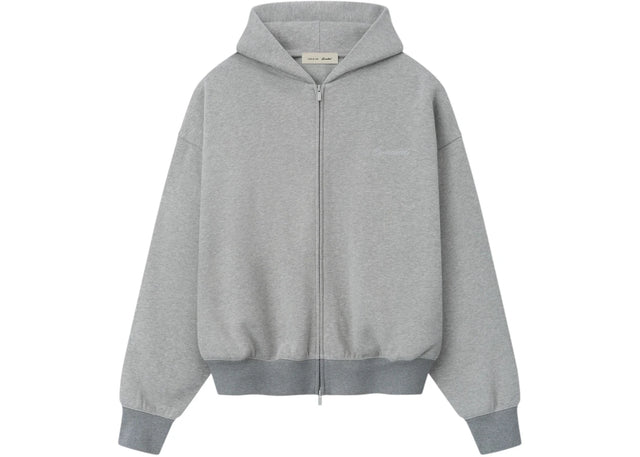 Fear of God Essentials Signature Classic Full Zip Hoodie Concrete Heather/Dark Concrete Heather