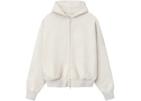 Fear of God Essentials Signature Classic Full Zip Hoodie Oatmeal Heather/Light Heather - authentic Fear of God apparel