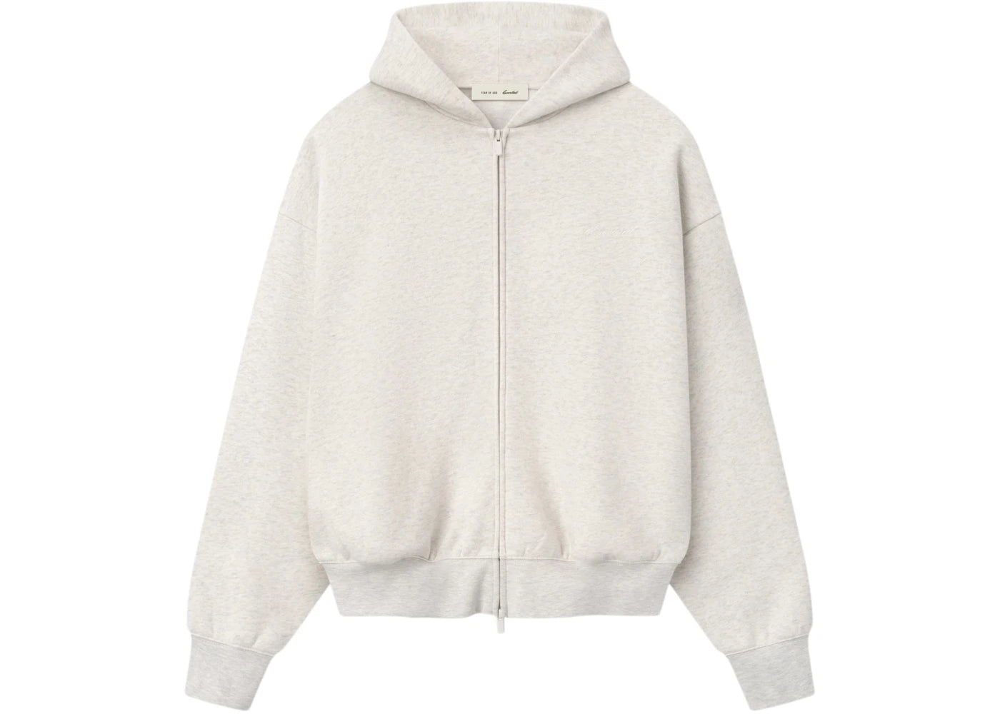 Fear of God Essentials Signature Classic Full Zip Hoodie Oatmeal Heather/Light Heather - vue secondaire A
