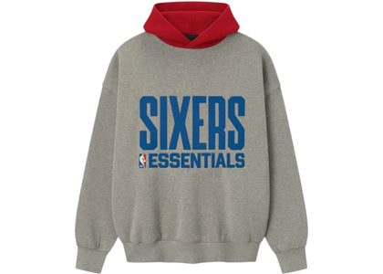 Fear of God Essentials Sixers Sport Hoodie Concrete Heather/Red - authentic Fear of God apparel