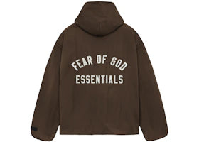 Fear of God Essentials Textured Nylon Hooded Coaches Jacket Brown - authentic Fear of God apparel