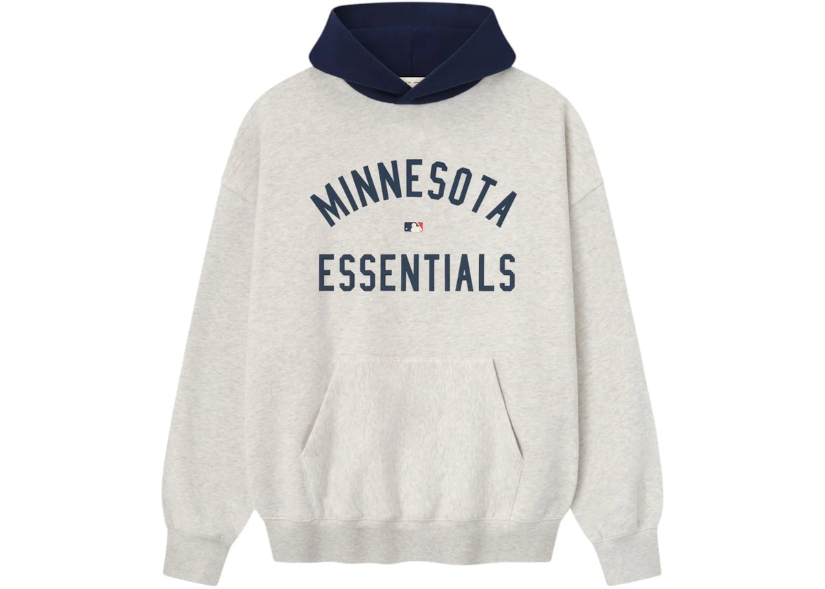 Fear of God Essentials Twins Sport Hoodie Oatmeal Heather/Midnight Navy - vue 360
