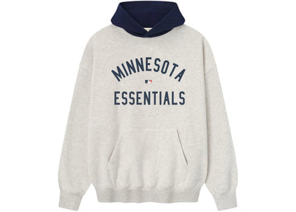 Fear of God Essentials Twins Sport Hoodie Oatmeal Heather/Midnight Navy - apparel view 2