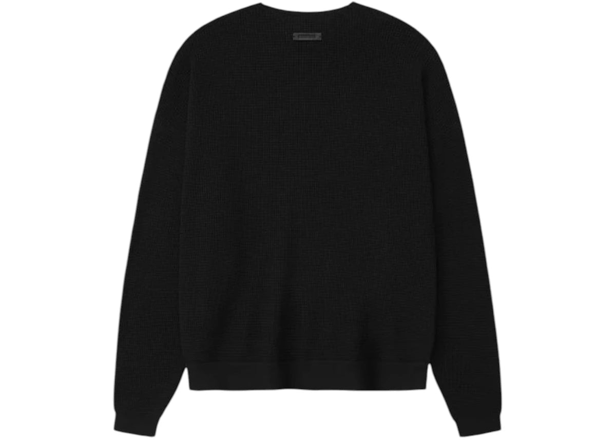 Fear of God Essentials Waffle Crewneck 90's Sweater Vintage Black - vue secondaire B