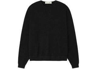 Fear of God Essentials Waffle Crewneck 90's Sweater Vintage Black - apparel view 2