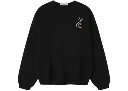 Fear of God Essentials Waffle Crewneck Sweater Vintage Black - authentic Fear of God apparel